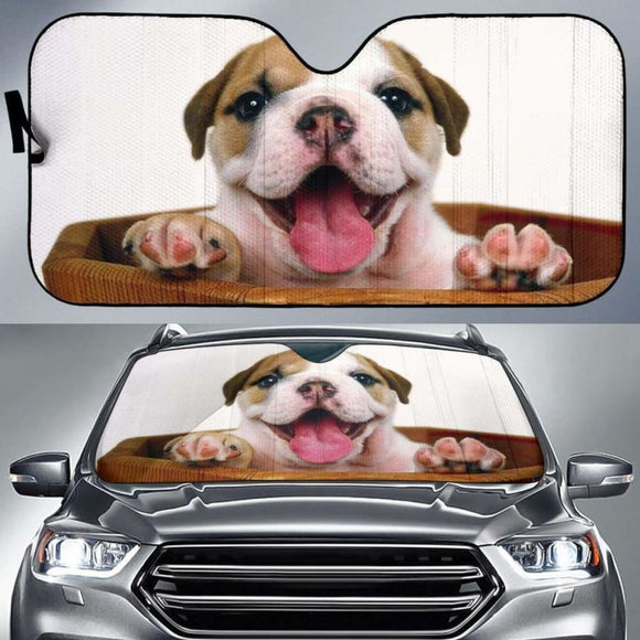 Puppy Bulldog Cute Car Sun Shade 172609 - YourCarButBetter
