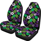 Purple And Green Hibiscus Flower Car Seat Covers Hawaiian Tropical 101819 - YourCarButBetter