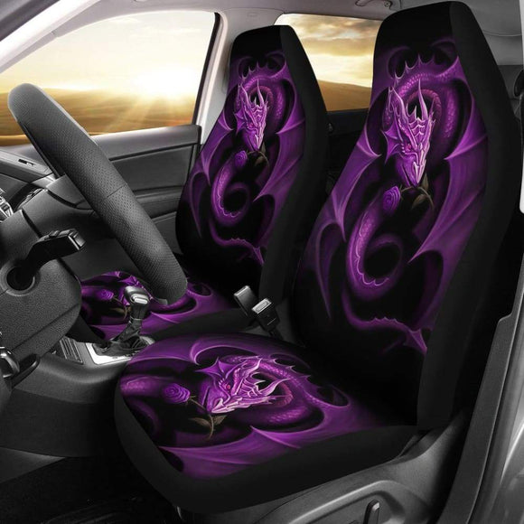 Purple Dragon Rose Art Design Car Seat Covers Fantasy 210303 - YourCarButBetter