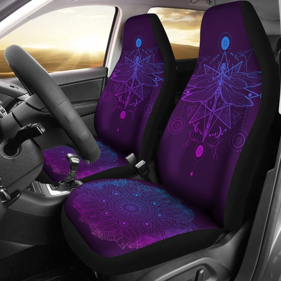 Purple Dragonfly Fractal Car Seat Covers 184610 - YourCarButBetter