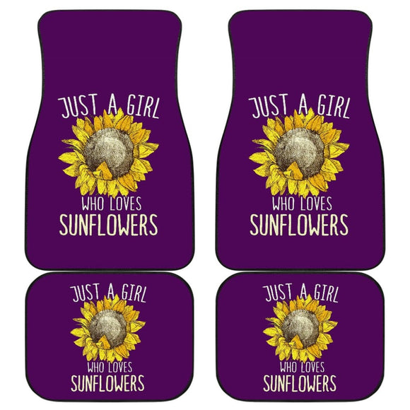 Purple Just A Girl Who Loves Sunflowers Pattern Car Floor Mats 211403 - YourCarButBetter