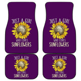 Purple Just A Girl Who Loves Sunflowers Pattern Car Floor Mats 211403 - YourCarButBetter