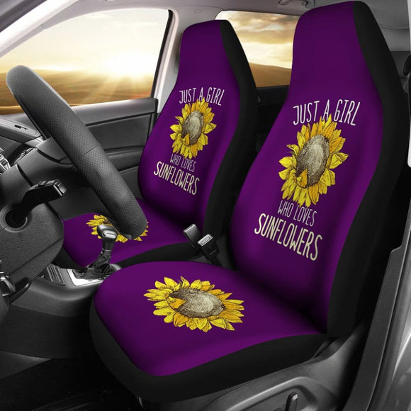 Purple Just A Girl Who Loves Sunflowers Pattern Car Seat Covers 211403 - YourCarButBetter