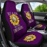 Purple Just A Girl Who Loves Sunflowers Pattern Car Seat Covers 211403 - YourCarButBetter
