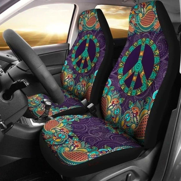 Purple Peace Symbol Mandala Hippie Car Seat Covers 143731 - YourCarButBetter