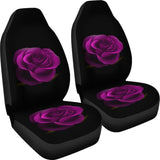Purple Rose Blooming on Black Background Car Seat Covers 210402 - YourCarButBetter