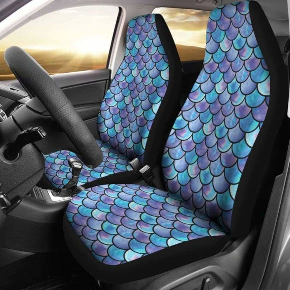 Purple Teal Blue Mermaid Scales Car Seat Covers 105905 - YourCarButBetter