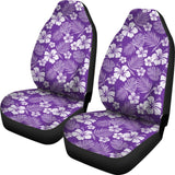 Purple With White Hibiscus Flowers Car Seat Covers Seat Protectors 101819 - YourCarButBetter