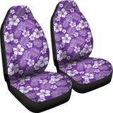 Purple With White Hibiscus Flowers Car Seat Covers Seat Protectors 101819 - YourCarButBetter