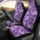 Purple With White Hibiscus Flowers Car Seat Covers Seat Protectors 101819 - YourCarButBetter