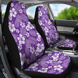 Purple With White Hibiscus Flowers Car Seat Covers Seat Protectors 101819 - YourCarButBetter