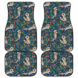 Raccoon Tropical Leaves Pattern Front And Back Car Mats 154813 - YourCarButBetter