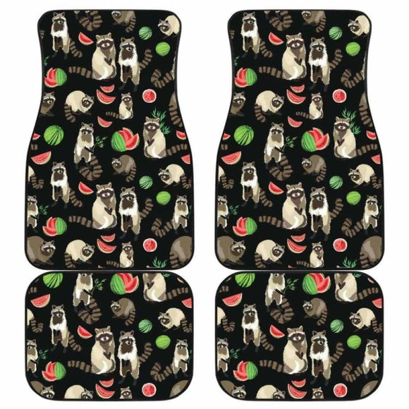 Raccoon Watermelon Pattern Front And Back Car Mats 174510 - YourCarButBetter