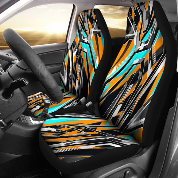 Racing Army Style Grey & Orange Vibe Car Seat Cover 101819 - YourCarButBetter