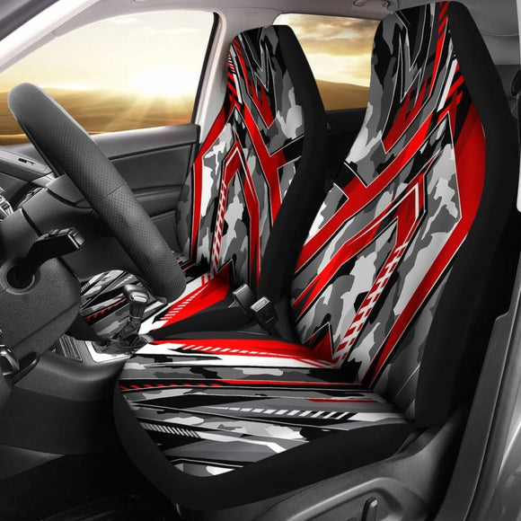 Racing Army Style Grey & Red Vibe Car Seat Cover 101819 - YourCarButBetter