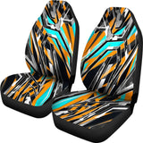 Racing Army Style Wild Orange & Colorful Stripes Vibes Car Seat Covers 101819 - YourCarButBetter