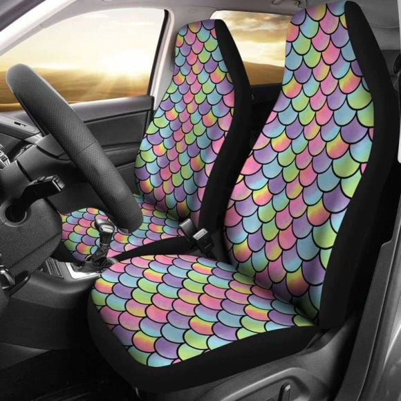 Rainbow Mermaid Scales Car Seat Covers Protectors 174914 - YourCarButBetter