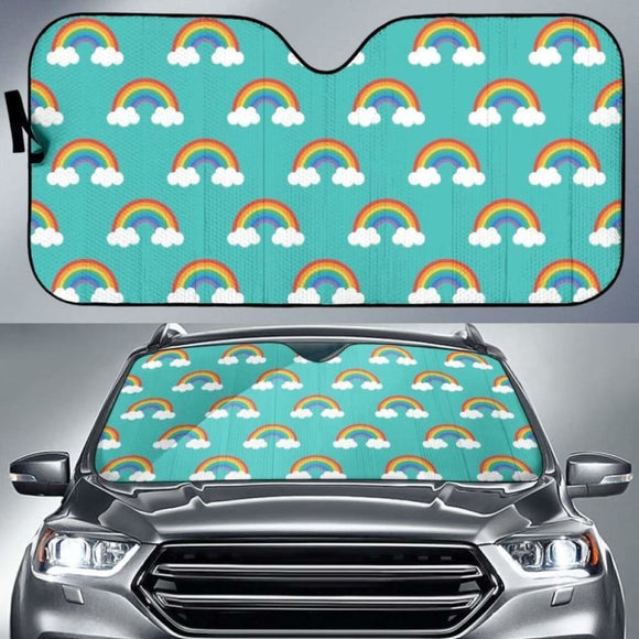 Rainbow Pattern Green Background Car Auto Sun Shades 460402 - YourCarButBetter