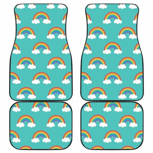 Rainbow Pattern Green Background Front And Back Car Mats 174914 - YourCarButBetter