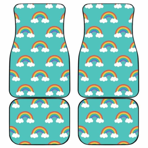 Rainbow Pattern Green Background Front And Back Car Mats 174914 - YourCarButBetter