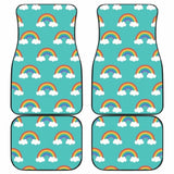 Rainbow Pattern Green Background Front And Back Car Mats 174914 - YourCarButBetter