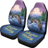 Rainbow Trout Fishing Car Seat Covers Hooked On Fishing Car Decor 182417 - YourCarButBetter