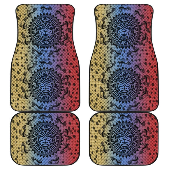 Rainbow Trout Hawaii Tiki Face Pattern Fishing Car Floor Mats 182417 - YourCarButBetter