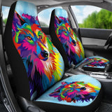 Rainbow Wolf Car Seat Covers 174510 - YourCarButBetter