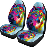 Rainbow Wolf Car Seat Covers 174510 - YourCarButBetter