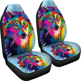 Rainbow Wolf Car Seat Covers 174510 - YourCarButBetter