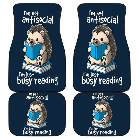 Reading Hedgehog Busy Reading Book Funny Wild Animal Car Floor Mats 144902 - YourCarButBetter