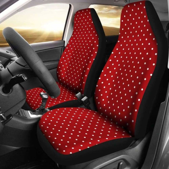 Red And White Polka Dot Car Seat Covers Polkadots Retro Vintage 143731 - YourCarButBetter