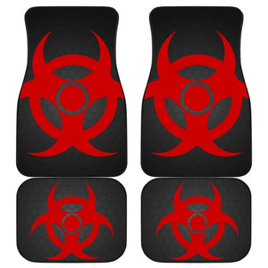 Red Biohazard Warning Black Background Car Floor Mats 211204 - YourCarButBetter