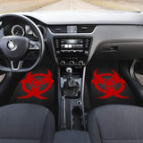 Red Biohazard Warning Black Background Car Floor Mats 211204 - YourCarButBetter