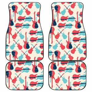 Red Blue Guitar Pattern Front And Back Car Mats 221205 - YourCarButBetter