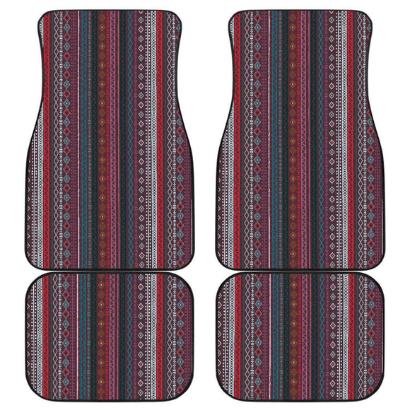 Red Boho Stripes Car Floor Mats 094209 - YourCarButBetter