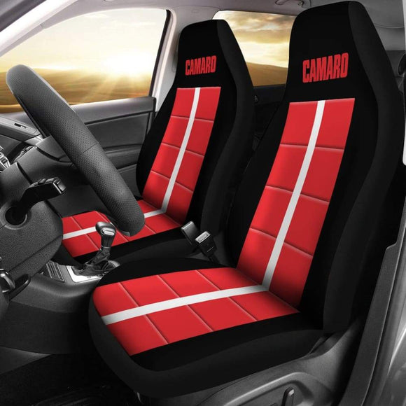 Red Camaro Letters Amazing Decoration Car Seat Covers 210807 - YourCarButBetter