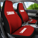 Red Camaro White Letter Car Seat Covers 211004 - YourCarButBetter