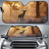 Red Deer Sun Light Forest 4K Car Sun Shade 172609 - YourCarButBetter