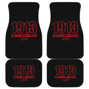 Red Delta Sigma Theta 1913 Black Themed Car Floor Mats 211706 - YourCarButBetter