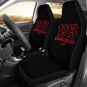 Red Delta Sigma Theta 1913 Black Themed Car Seat Covers 211706 - YourCarButBetter