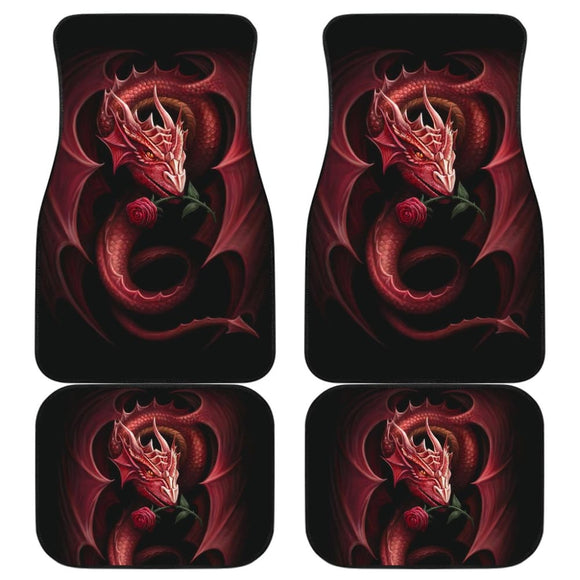 Red Dragon And Love Rose Car Floor Mats 211604 - YourCarButBetter