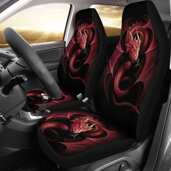 Red Dragon And Love Rose Car Seat Covers 211604 - YourCarButBetter