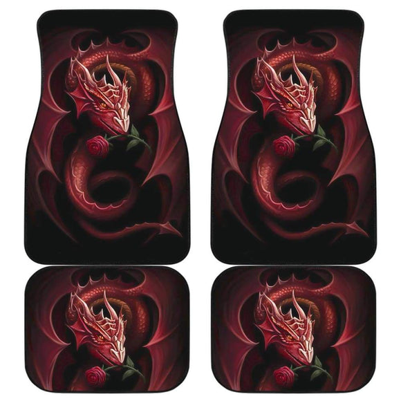 Red Dragon Rose Art Design Car Floor Mats Fantasy 210303 - YourCarButBetter