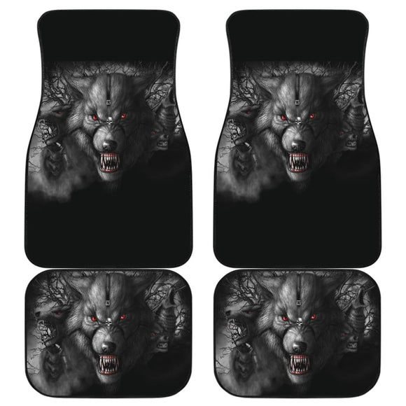 Red Eyes Furious Wolf Car Floor Mats 211502 - YourCarButBetter