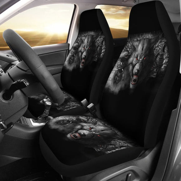 Red Eyes Furious Wolf Car Seat Covers 211502 - YourCarButBetter