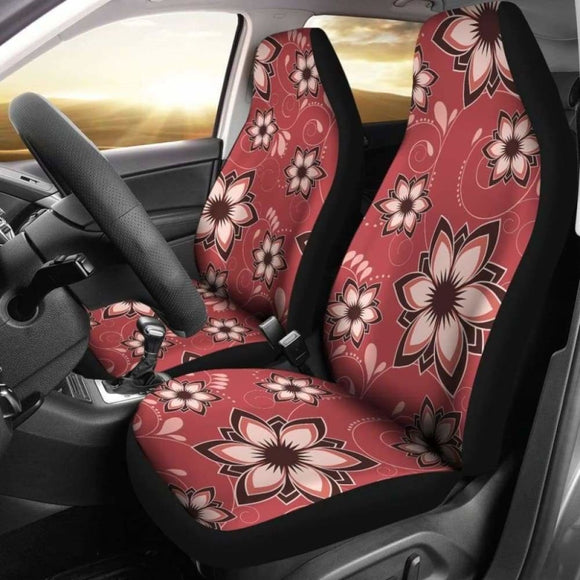 Red Floral Pattern Car Seat Covers 153908 - YourCarButBetter
