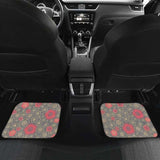 Red Gold Sakura Cherry Blossom Gray Background Front And Back Car Mats 110424 - YourCarButBetter