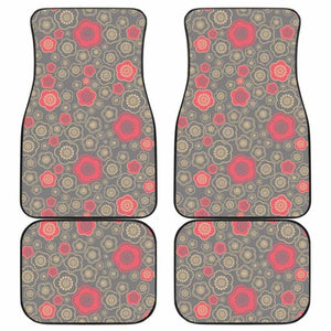 Red Gold Sakura Cherry Blossom Gray Background Front And Back Car Mats 110424 - YourCarButBetter