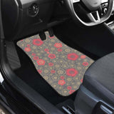 Red Gold Sakura Cherry Blossom Gray Background Front And Back Car Mats 110424 - YourCarButBetter